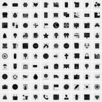 Set of 100 Business Solid Glyph icons vector