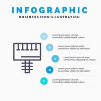 anuncio publicidad tablero letrero línea icono con 5 pasos presentación infografía fondo vector