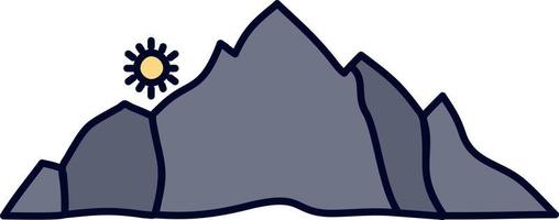 hill landscape nature mountain scene Flat Color Icon Vector