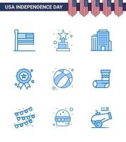 Group of 9 Blues Set for Independence day of United States of America such as usa ball office american independence day Editable USA Day Vector Design Elements