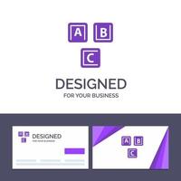 tarjeta de visita creativa y plantilla de logotipo bloques abc conocimiento básico del alfabeto ilustración vectorial vector