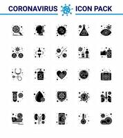 prevención del virus de la corona covid19 consejos para evitar lesiones 25 icono de glifo sólido para presentación matraz de temperatura de laboratorio ocular sars coronavirus viral 2019nov elementos de diseño de vectores de enfermedades