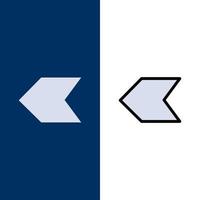 Arrow Pointer Left  Icons Flat and Line Filled Icon Set Vector Blue Background