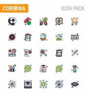 Coronavirus awareness icons 25 Flat Color Filled Line icon Corona Virus Flu Related such as nasal infection cold disease virus bacteria viral coronavirus 2019nov disease Vector Design Elements