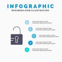 desbloquear estudio escuela sólido icono infografía 5 pasos presentación antecedentes vector