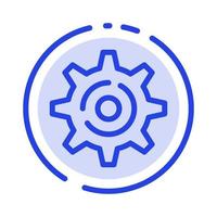 Internet Gear Setting Blue Dotted Line Line Icon vector