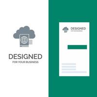 Cloud Reading Folder Upload Grey Logo Design and Business Card Template vector