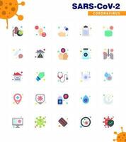 CORONAVIRUS 25 Flat Color Icon set on the theme of Corona epidemic contains icons such as face document bacteria check list soap viral coronavirus 2019nov disease Vector Design Elements