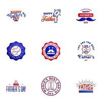 9 Blue and red Happy Fathers Day Design Collection A set of twelve brown colored vintage style Fathers Day Designs on light background Editable Vector Design Elements