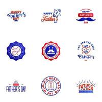 9 Blue and red Happy Fathers Day Design Collection A set of twelve brown colored vintage style Fathers Day Designs on light background Editable Vector Design Elements