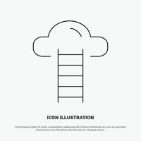 Stair Cloud User Interface Line Icon Vector