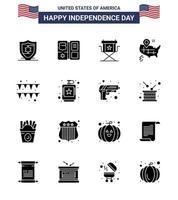 feliz día de la independencia paquete de iconos de 16 glifos sólidos para la web y el director del festival de papel impreso ubicación americana elementos de diseño vectorial del día de estados unidos editables vector