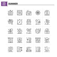 25 conjunto de iconos de verano fondo vectorial vector