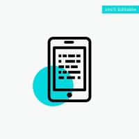 Mobile Read Data Secure E learning turquoise highlight circle point Vector icon