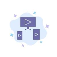 Computer Video Design Blue Icon on Abstract Cloud Background vector