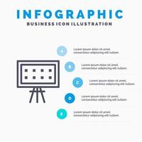 Alphabet Board Education Presentation Line icon with 5 steps presentation infographics Background vector