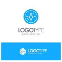 Navigation Compass Location Blue Solid Logo with place for tagline vector