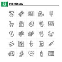 25 conjunto de iconos de embarazo antecedentes vectoriales vector