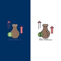 money bag dollar growth stock Flat Color Icon Vector