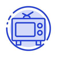 TV Television Media Blue Dotted Line Line Icon vector