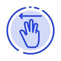 Hand Hand Cursor Up Left Blue Dotted Line Line Icon vector