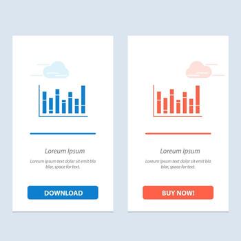 Graph Line Up Down   Blue and Red Download and Buy Now web Widget Card Template vector
