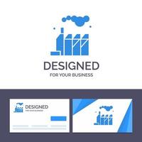 Creative Business Card and Logo template Energy Pollution Factory Vector Illustration