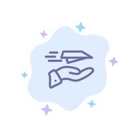 Hand Mail Paper Plane Plane Receive Blue Icon on Abstract Cloud Background vector