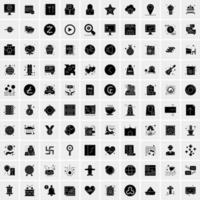 Set of 100 Business Solid Glyph icons vector