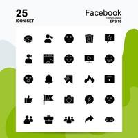 25 conjunto de iconos de facebook 100 archivos editables eps 10 ideas de concepto de logotipo de empresa diseño de icono de glifo sólido vector
