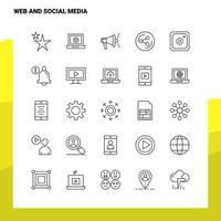 Set of Web and Social Media Line Icon set 25 Icons Vector Minimalism Style Design Black Icons Set Linear pictogram pack