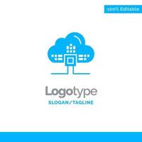 Based Data Cloud Science Blue Solid Logo Template Place for Tagline vector