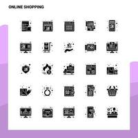 25 conjunto de iconos de compras en línea plantilla de ilustración de vector de icono de glifo sólido para ideas web y móviles para empresa comercial