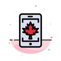 Mobile Cell Canada Leaf Abstract Flat Color Icon Template vector