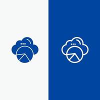 Reporting Cloud Data Science Cloud Science Line and Glyph Solid icon Blue banner Line and Glyph Solid icon Blue banner vector