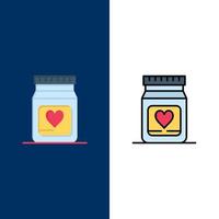 Medicine Love Heart Wedding  Icons Flat and Line Filled Icon Set Vector Blue Background