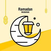 plantilla de saludo ramadan kareem media luna islámica y linterna árabe ilustración vectorial vector