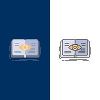 knowledge book eye view growth Flat Color Icon Vector