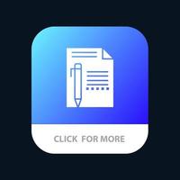 Document Edit Page Paper Pencil Write Mobile App Button Android and IOS Glyph Version vector