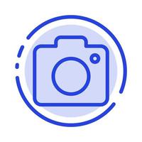 Camera Image Photo Picture Blue Dotted Line Line Icon vector