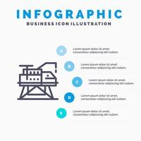 icono de línea de plataforma de laboratorio de ingeniería de construcción con fondo de infografía de presentación de 5 pasos vector