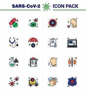 Covid19 icon set for infographic 16 Flat Color Filled Line pack such as sneeze virus illness virus healthcare cough viral coronavirus 2019nov disease Vector Design Elements