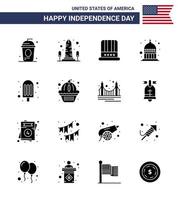 Stock Vector Icon Pack of American Day 16 Solid Glyph Signs and Symbols for usa indianapolis usa indiana american Editable USA Day Vector Design Elements