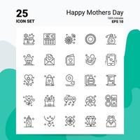 25 conjunto de iconos de feliz día de la madre 100 archivos eps 10 editables concepto de logotipo de empresa ideas diseño de icono de línea vector