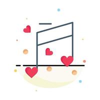 Music Love Heart Wedding Abstract Flat Color Icon Template vector