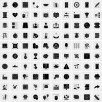 Set of 100 Business Solid Glyph icons vector