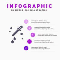 Dropper Pipette Science Solid Icon Infographics 5 Steps Presentation Background vector