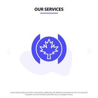 Our Services Flag Leaf Tree Solid Glyph Icon Web card Template vector