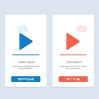 Control Media Play Video  Blue and Red Download and Buy Now web Widget Card Template vector