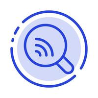 búsqueda investigación wifi señal azul línea punteada icono de línea vector